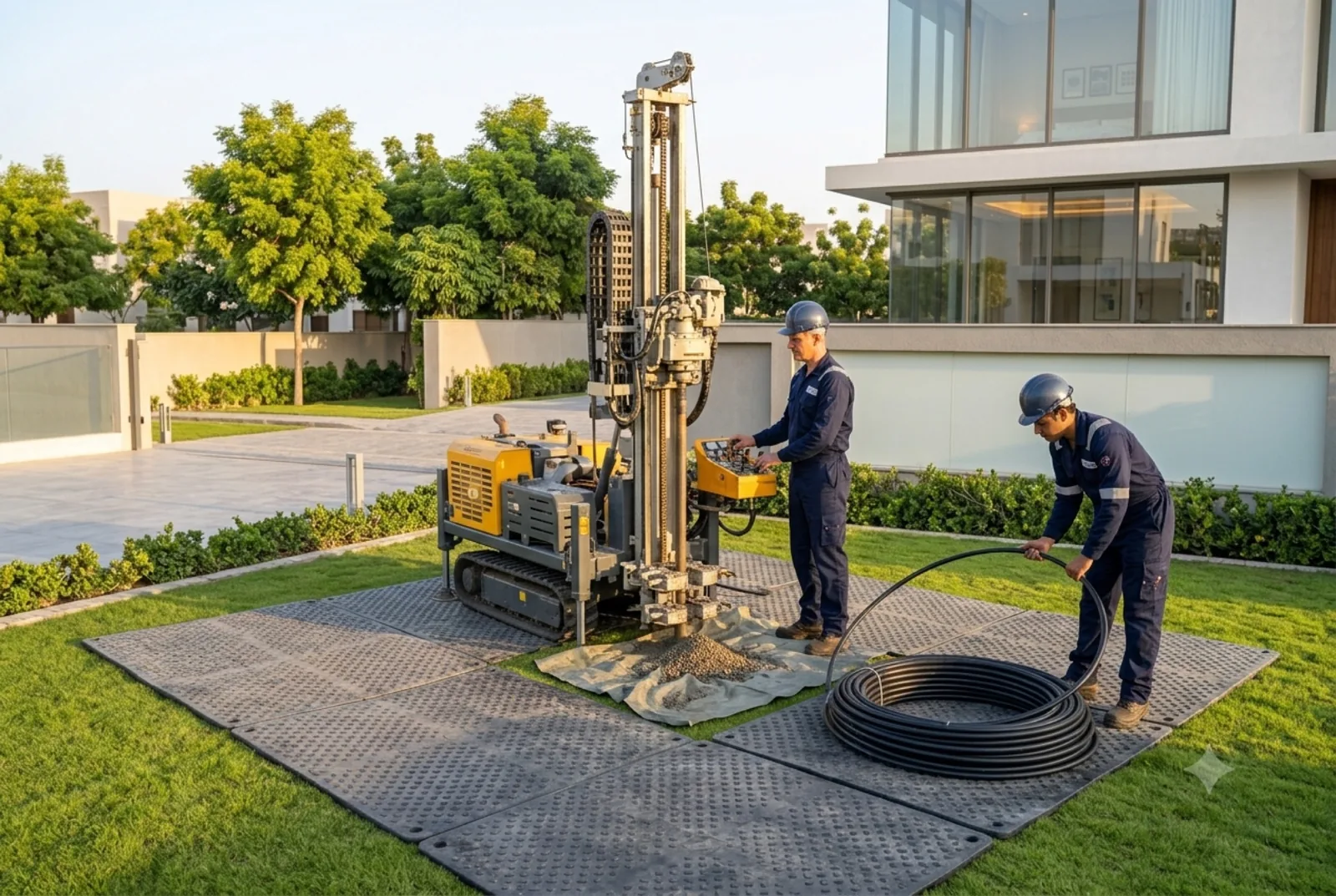 Drilling at a home under construction